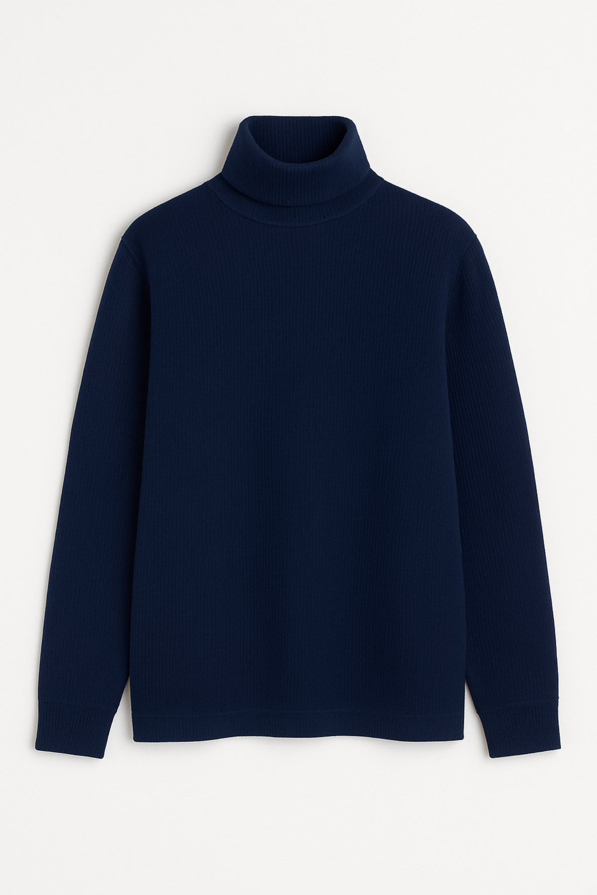 Rib Cotton Turtleneck - British Navy