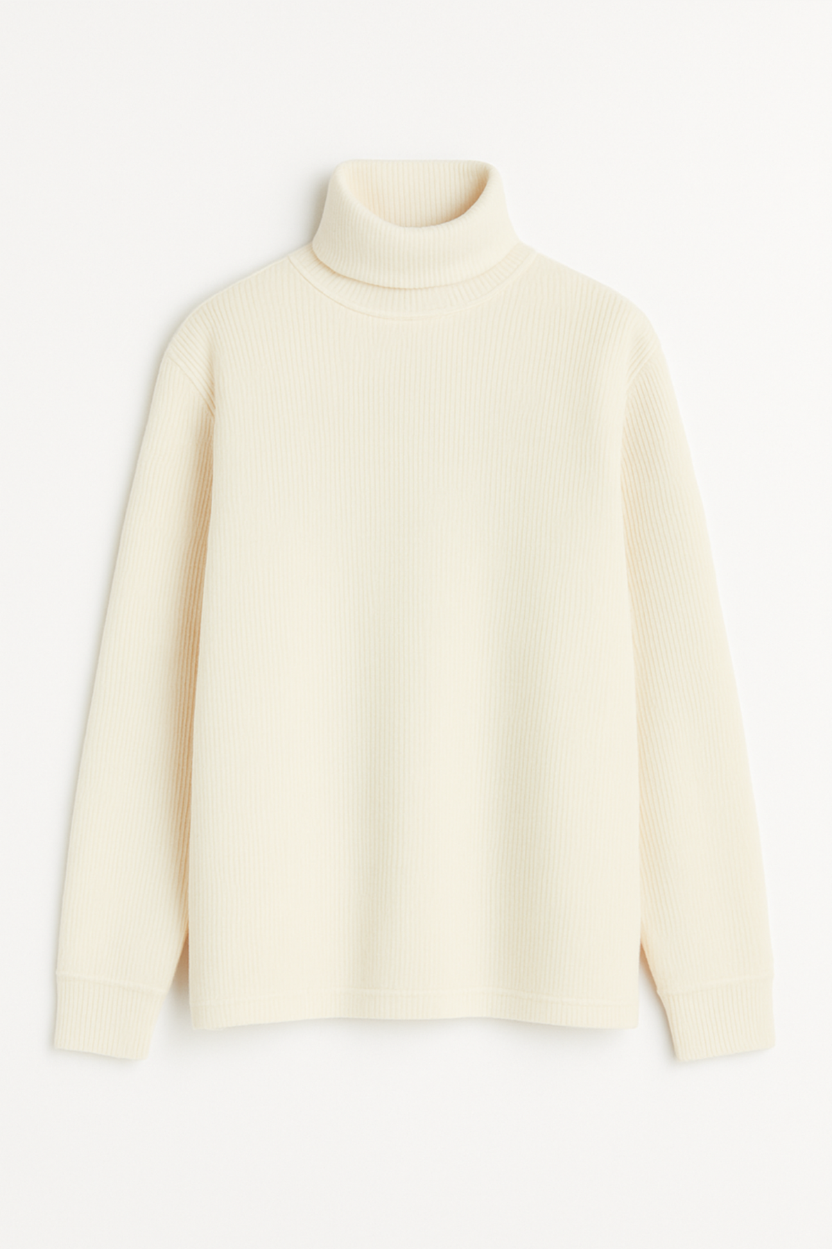 Rib Cotton Turtleneck - Ivory