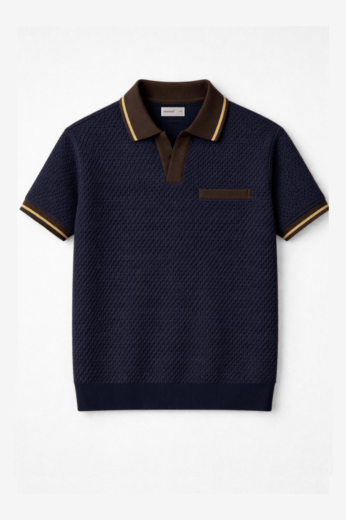 Jacquard Mesh Knit Polo - Admiral