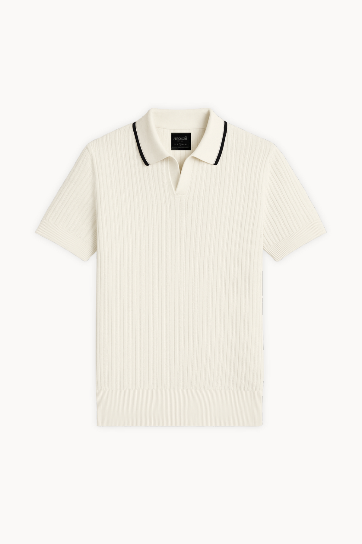 Cotton Cable Knit Polo - Ivory