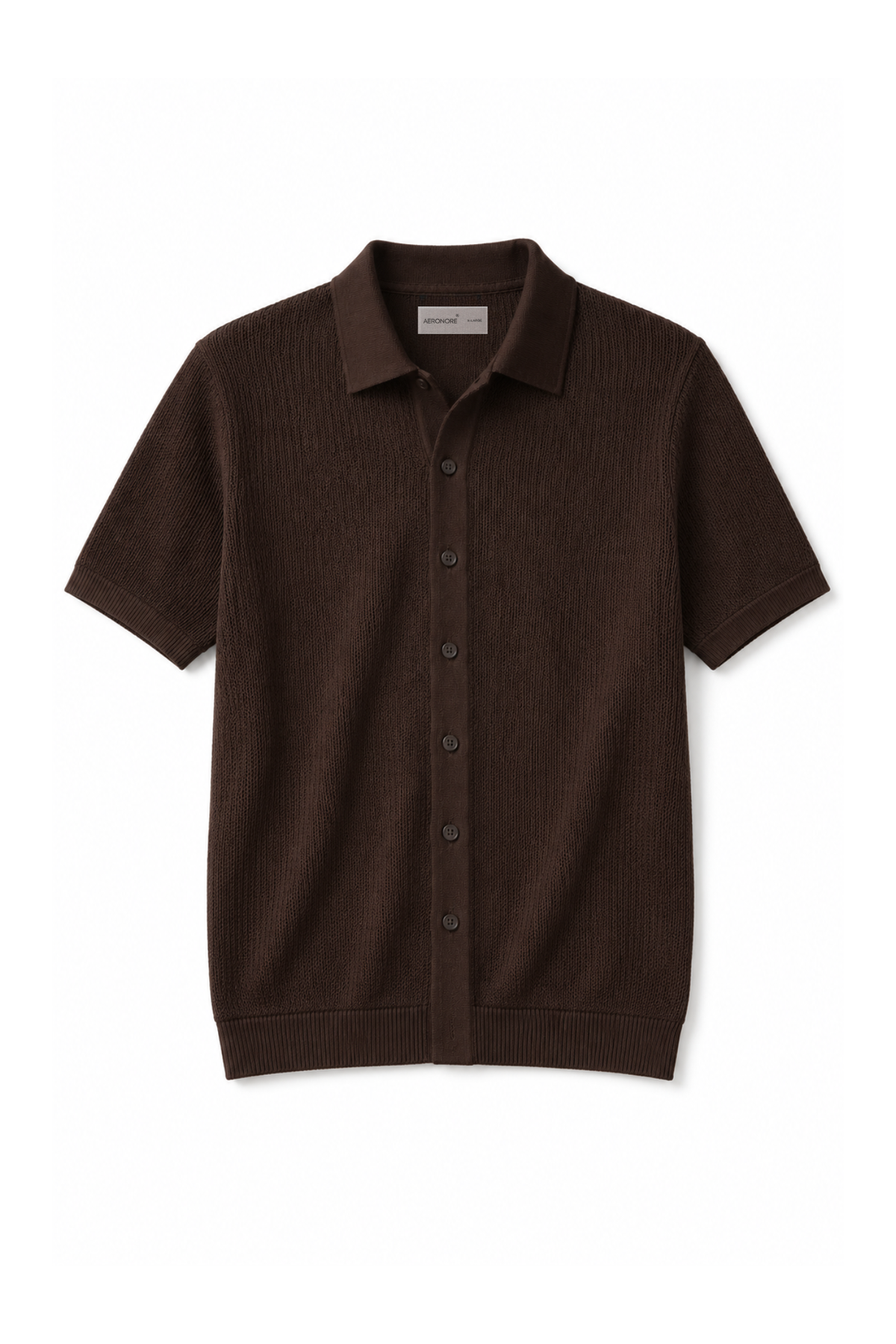 Cotton Textured Knit Button Shirt – British Tan