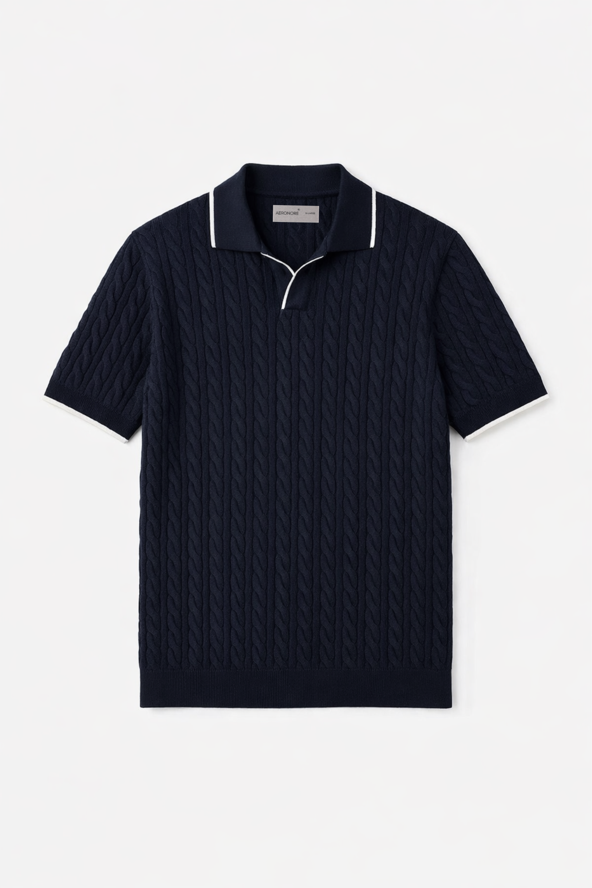Heritage Cotton Cable Knit Polo - Admiral
