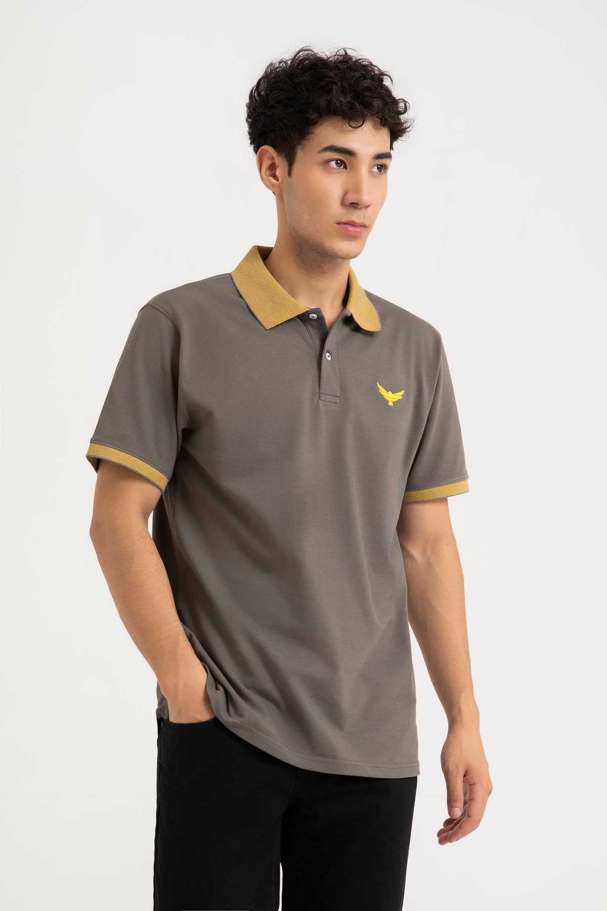Contrast Jacquard Collar Polo Shirt Herald - Main Image