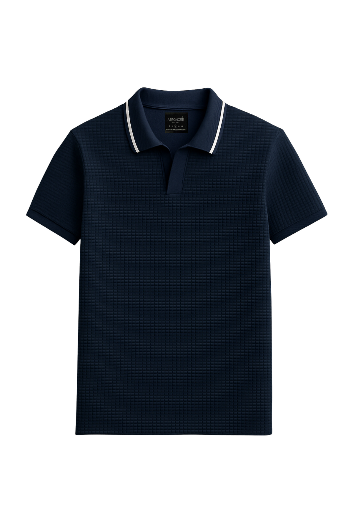 Cotton Waffle Knit Tipping Polo - Royal Navy