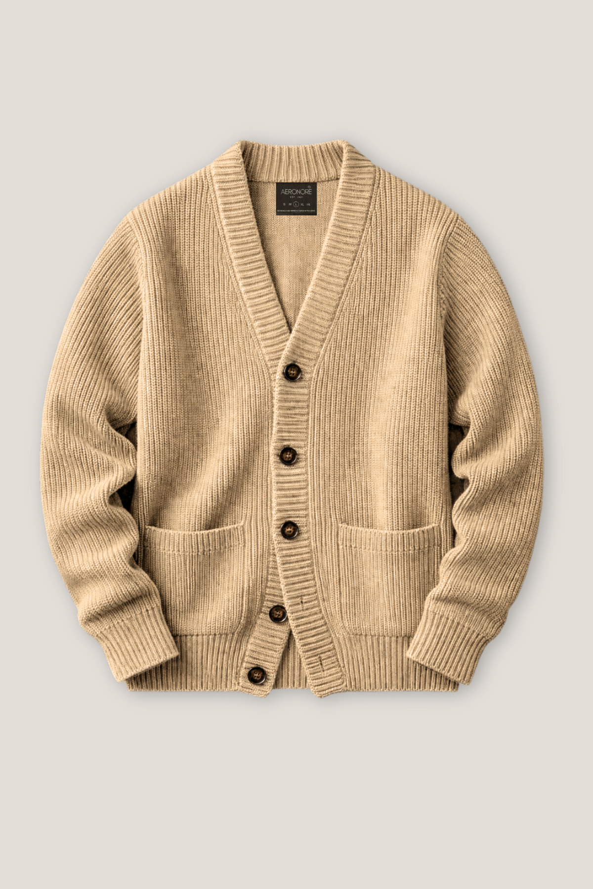 Heritage Wool Cardigan Button Sweater – Oat Beige