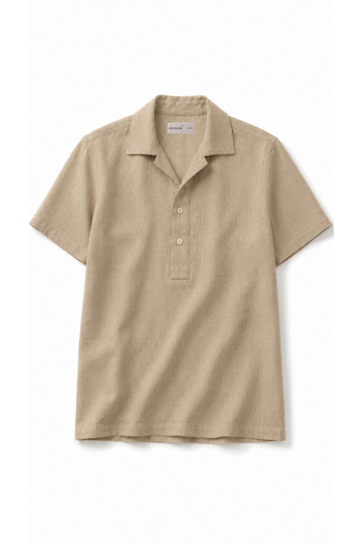 Irish Linen Quarter Placket Shirt - Natural Beige