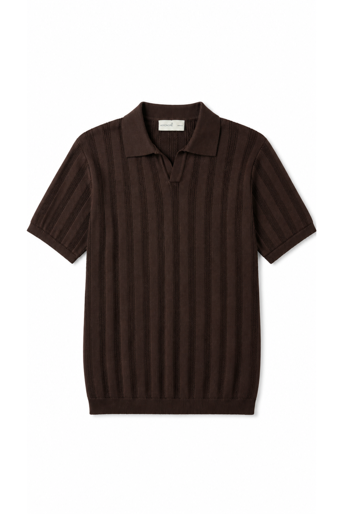 Cotton Textured Knit Polo - Espresso